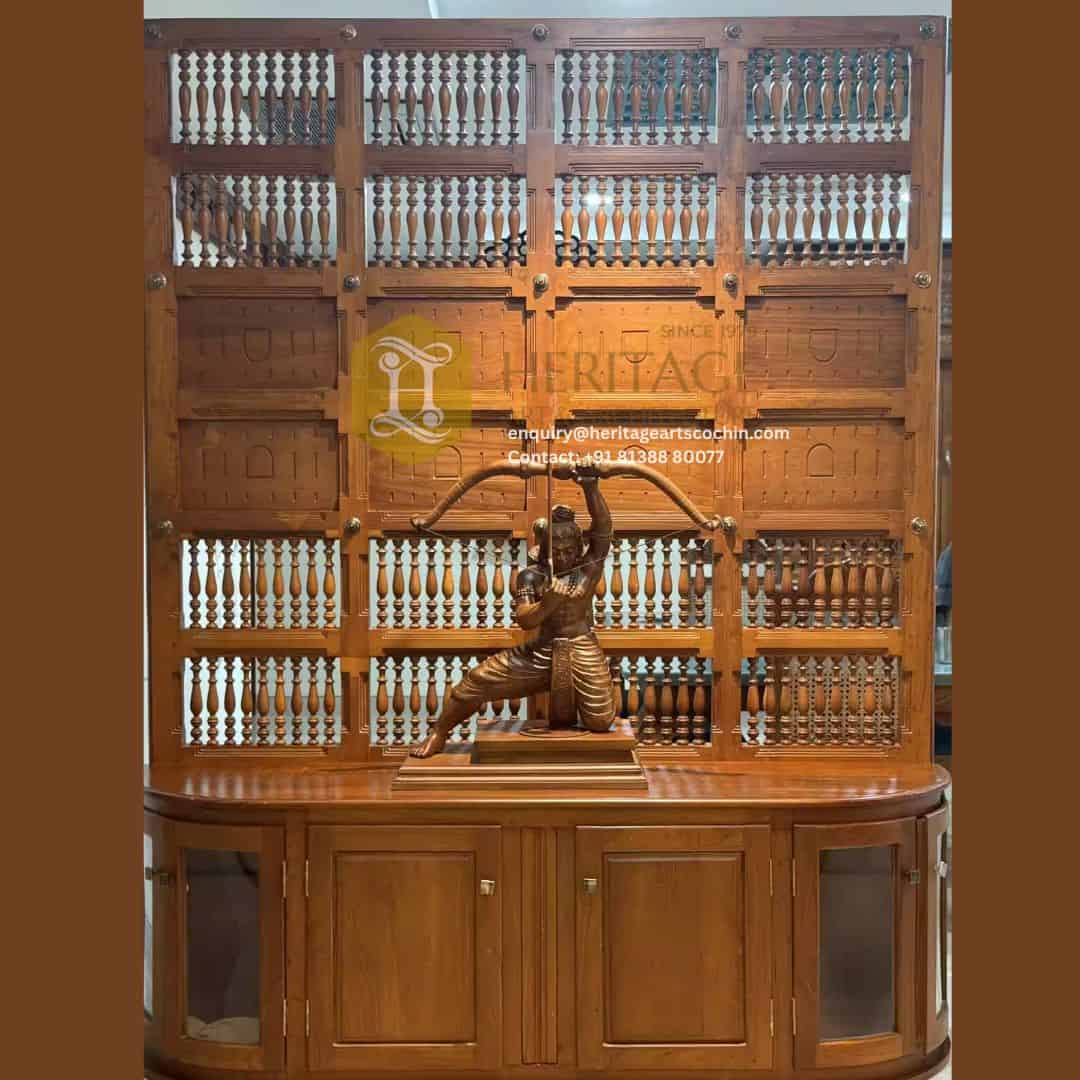 handcrafted wooden display cabinet in Kochi