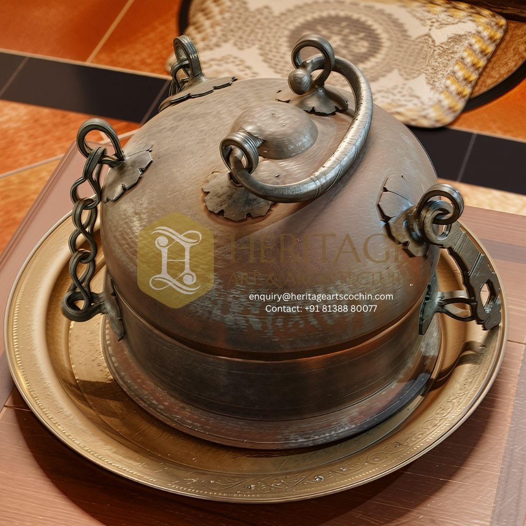 antique bronze serving urn decor in kerala