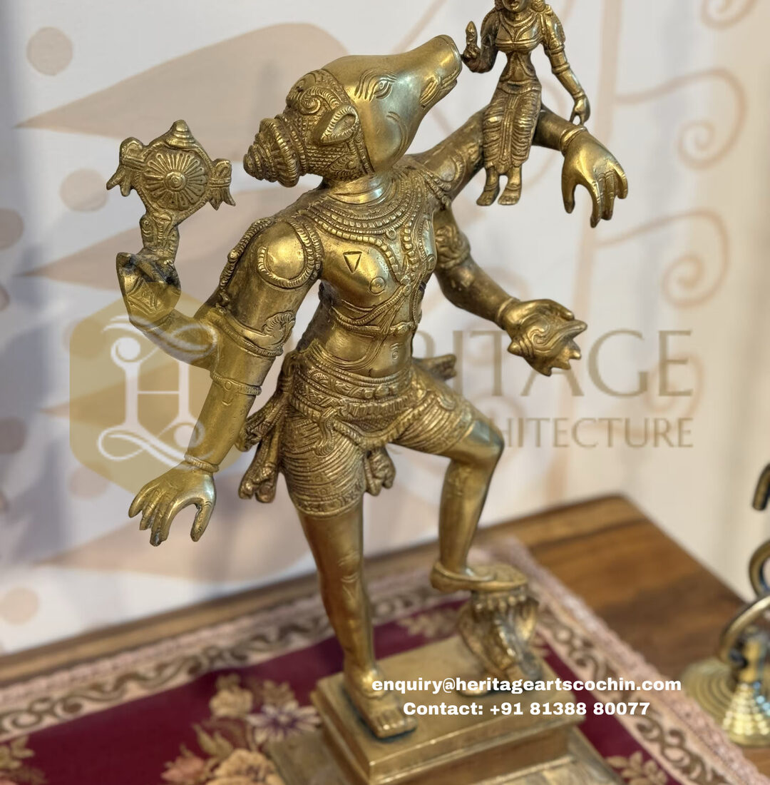 antique brass vishnu varaha sculpture in kochi