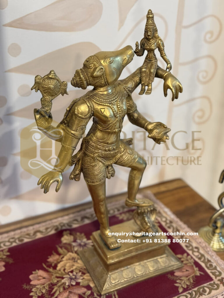 antique brass vishnu varaha sculpture in kochi