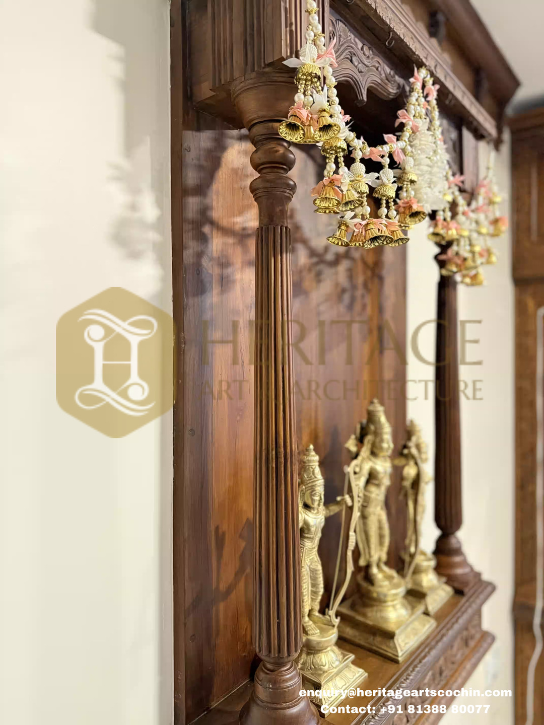 Handcrafted wooden pooja mandap in Kochi