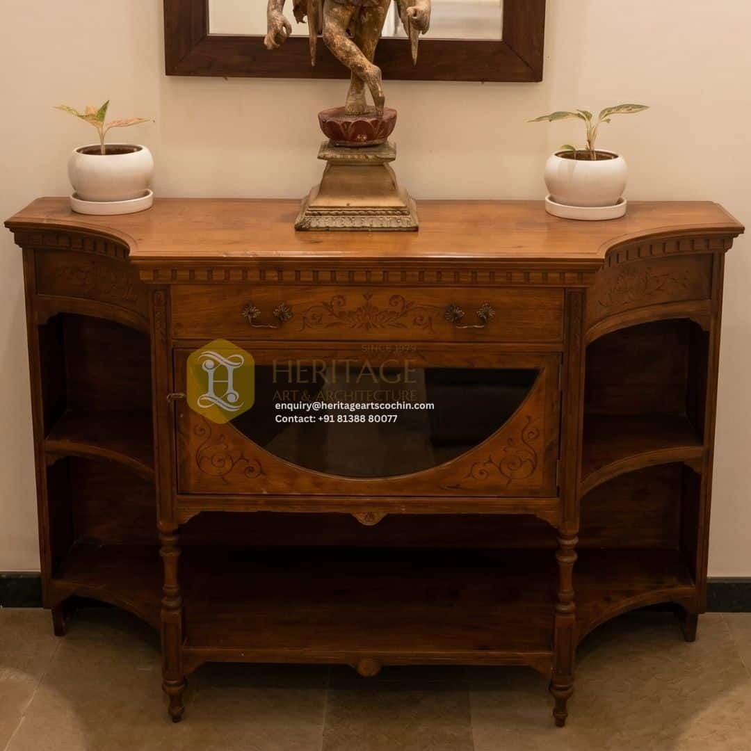 premium indian-style wooden Shelf console in kerala