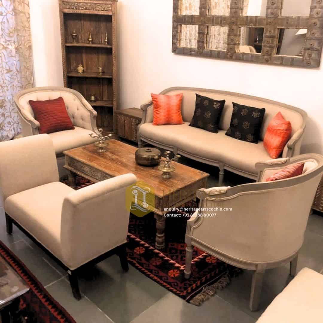 coordinated living room sofa set in kerala