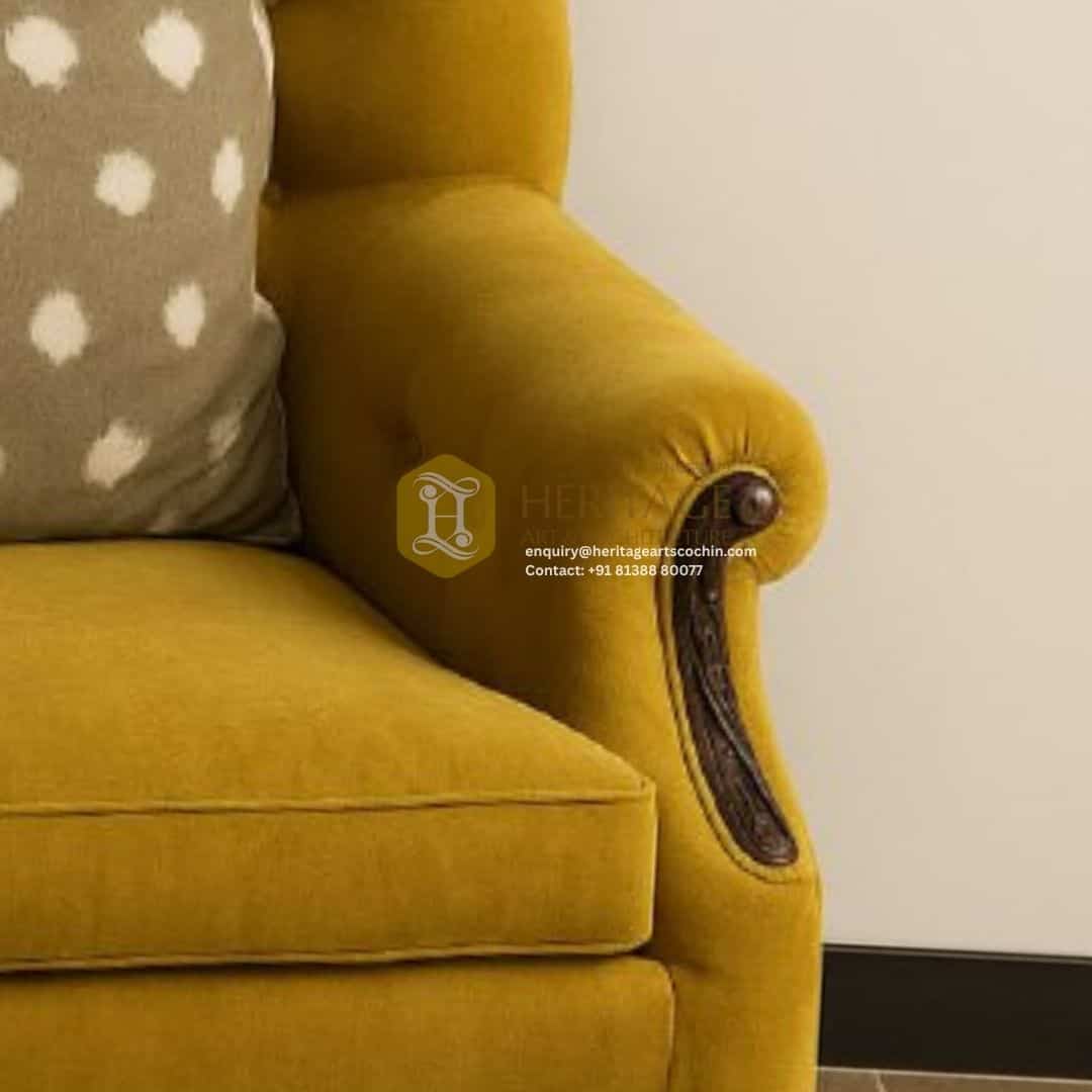 premium indian-designed upholstered armchair in kerala