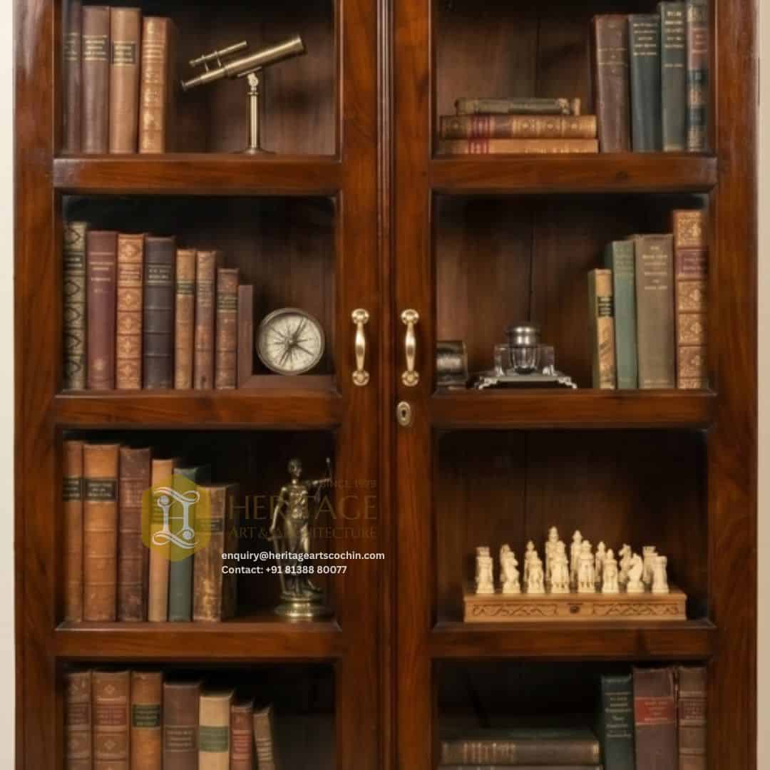classic wooden book display shelf in cochin