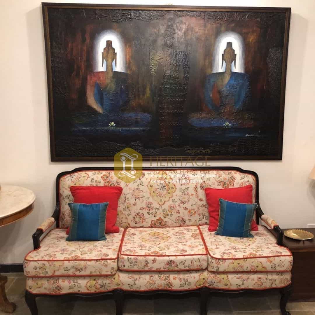 living room floral sofa in kochi