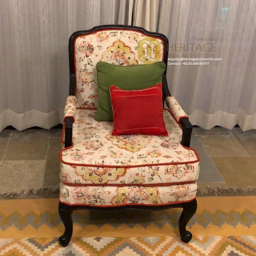 anglo-indian floral armchair in cochin