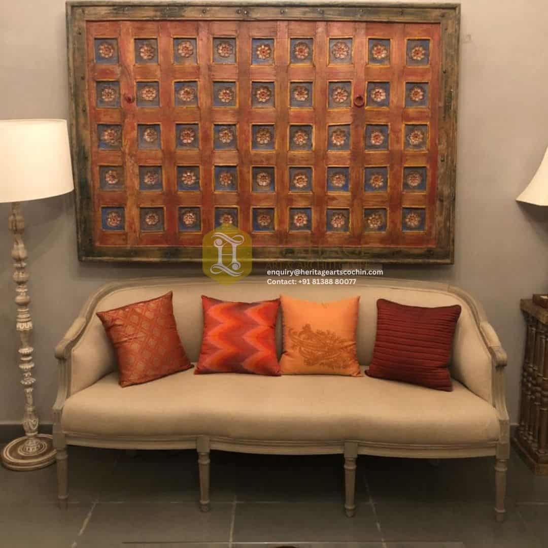 luxury indian design teak wood sofa set in kerala