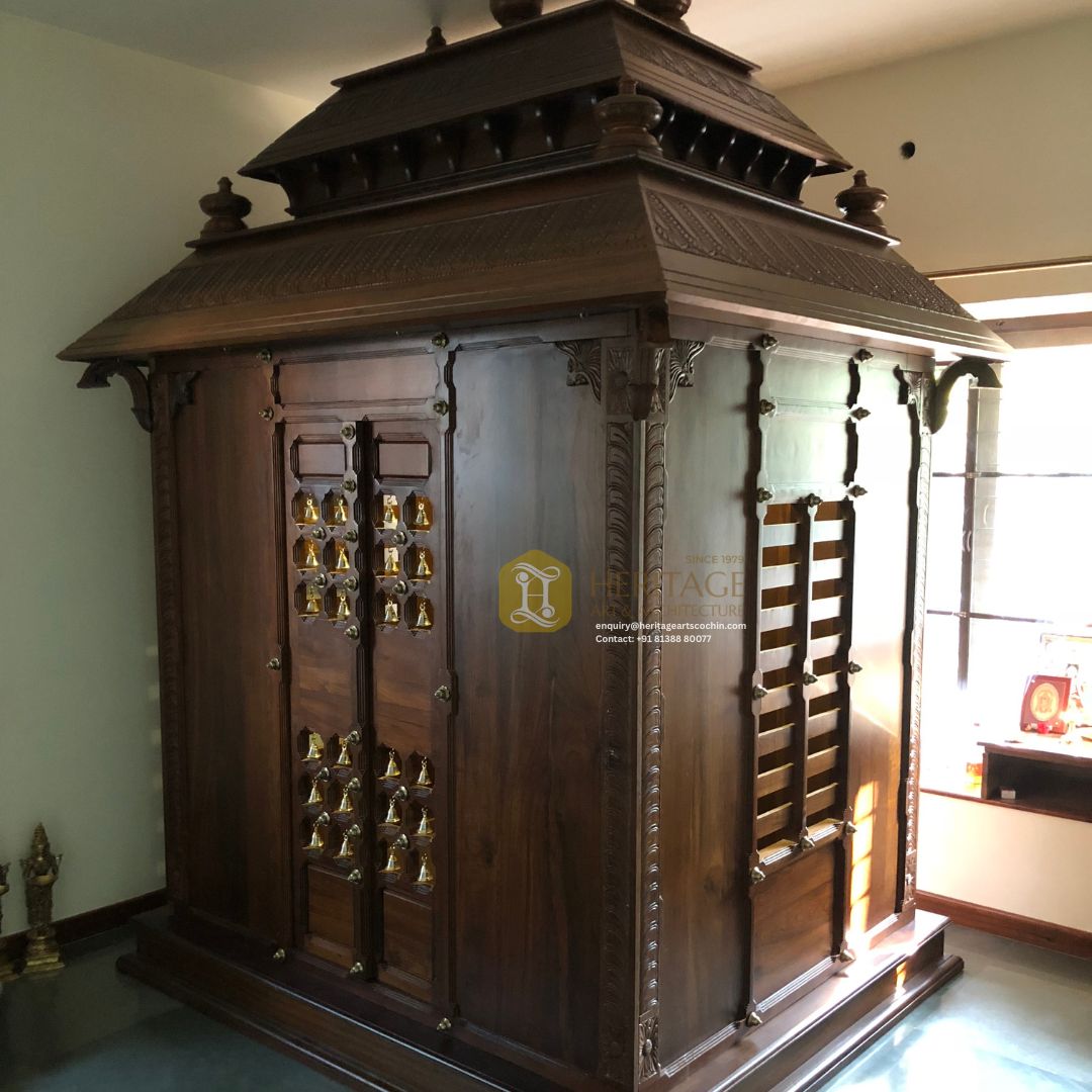 handcrafted wooden pooja mandap in Cochin