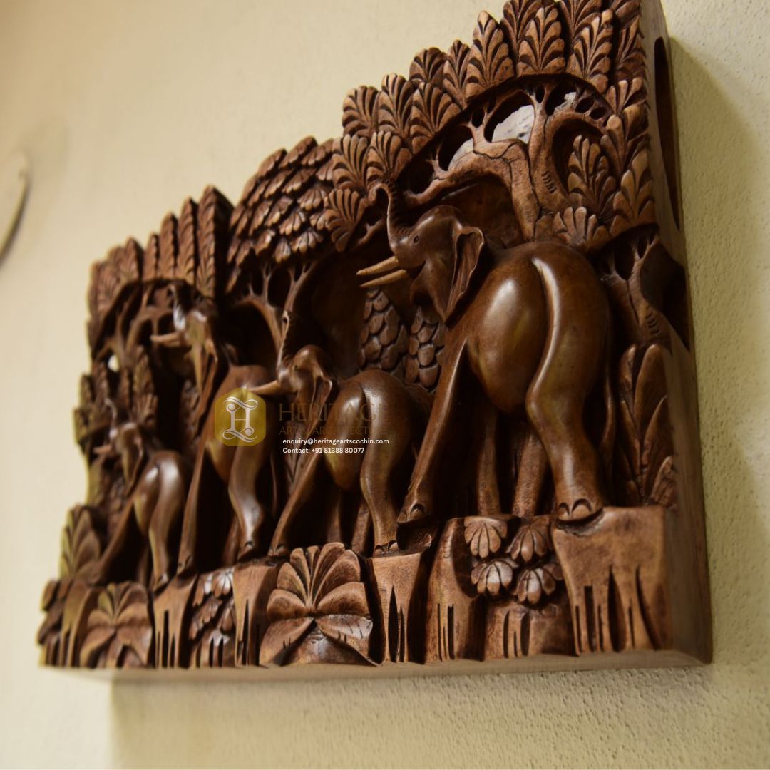 Teak wood wall decor in Kochi
