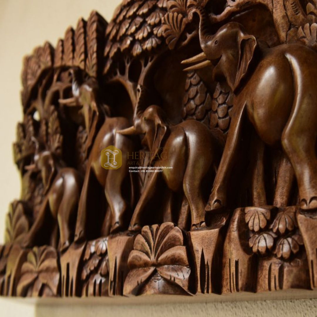 Premium teak wood wall decor in Kerala