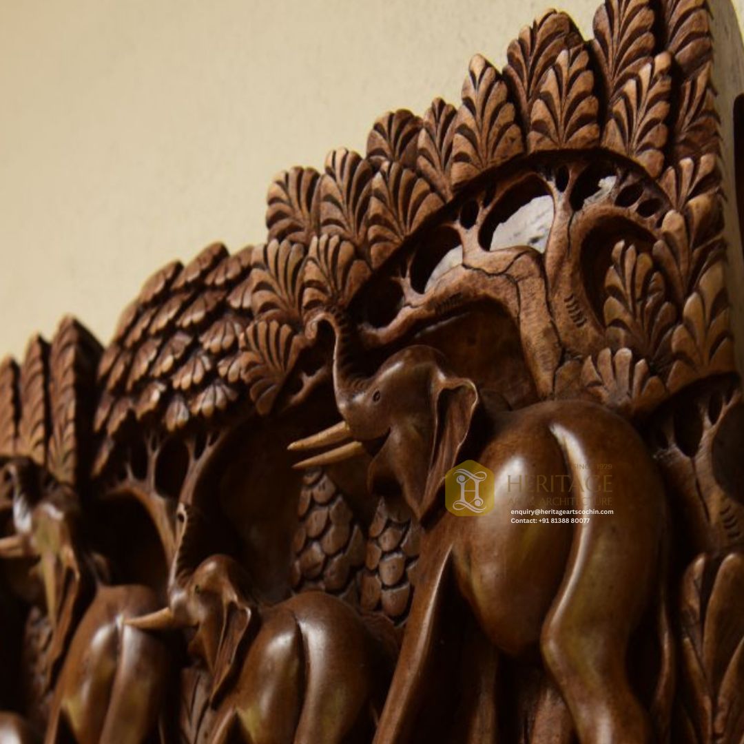 Traditional wooden wall decor in India
