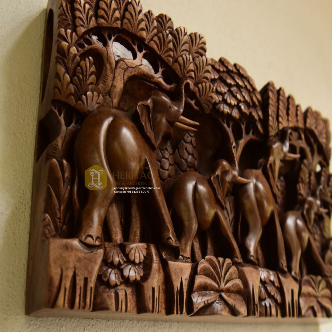 luxury wooden wall decor in Kochi
