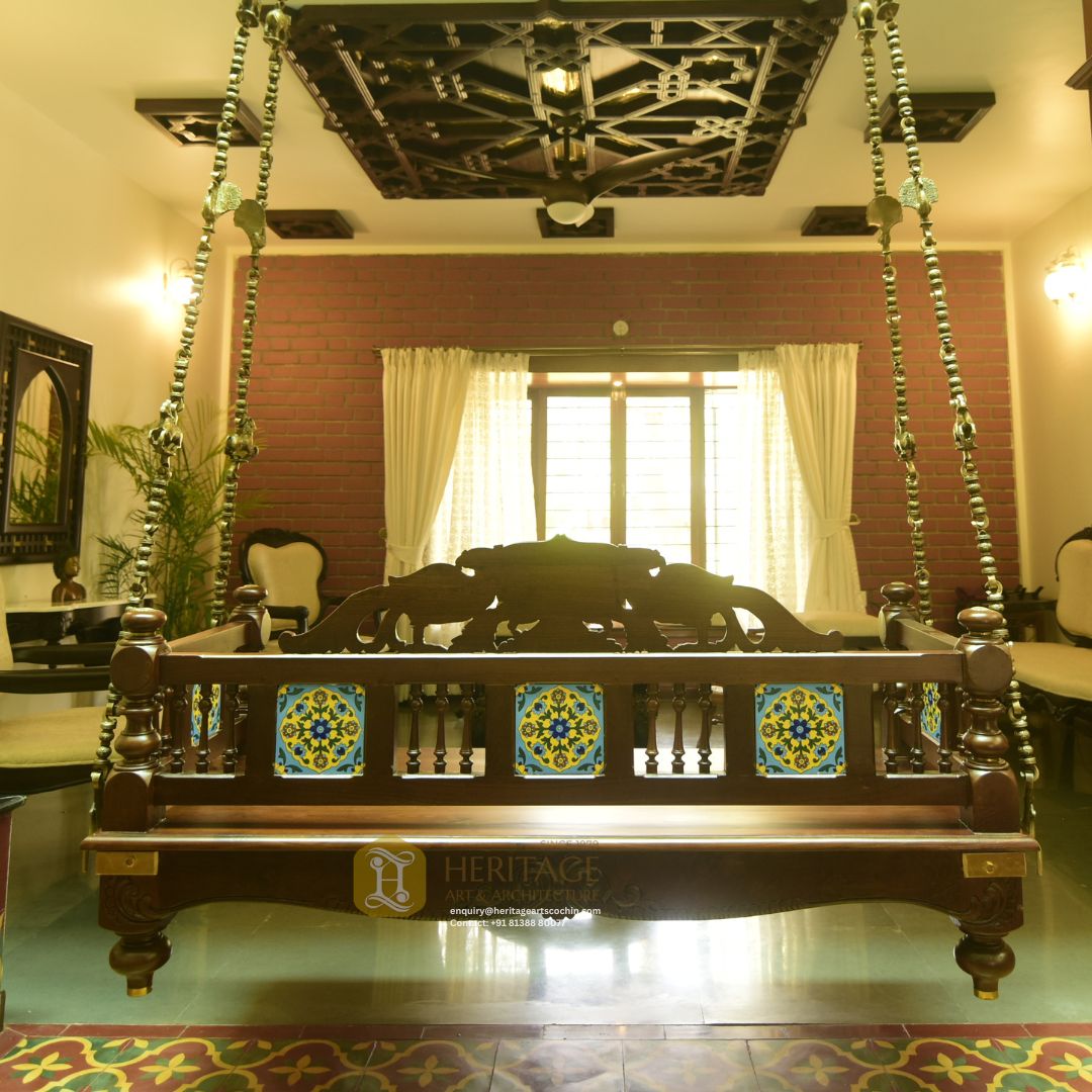 traditional wooden swing in kochi