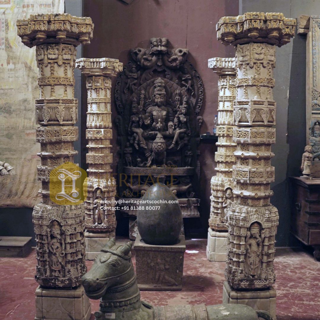 handcarved marble pillar in Kochi