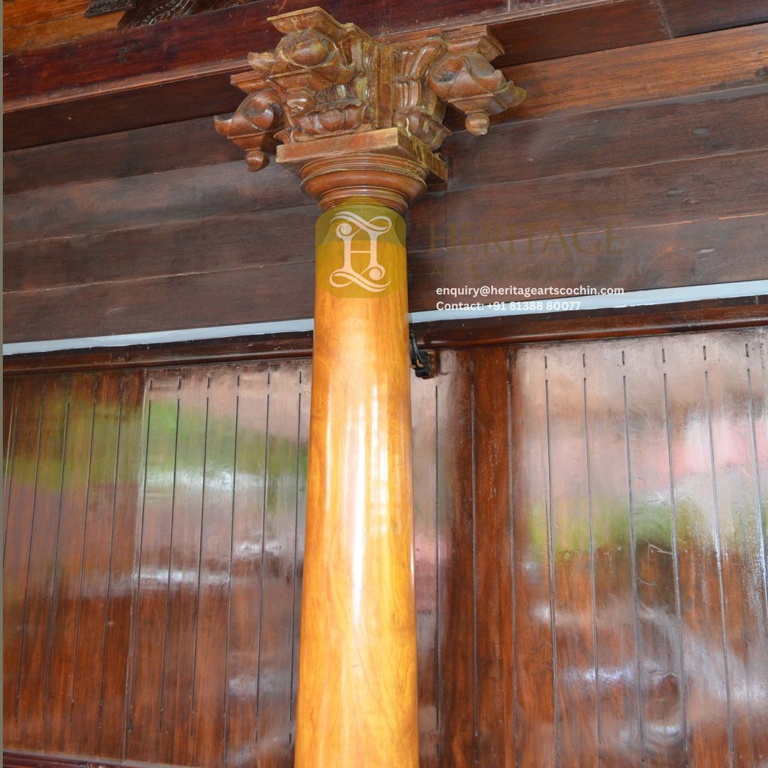 custom luxury wooden pillar in kerala