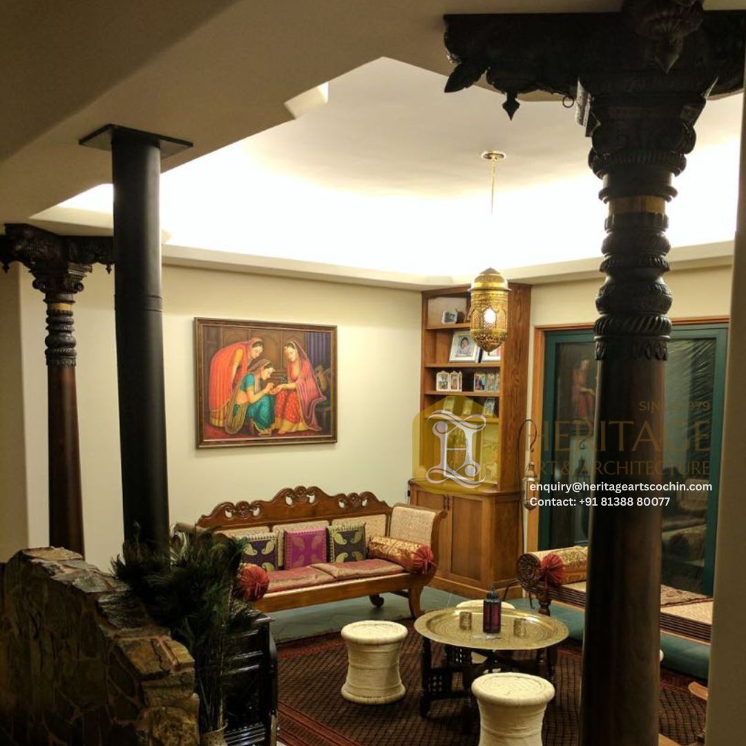 classic wooden architectural pillars in kochi