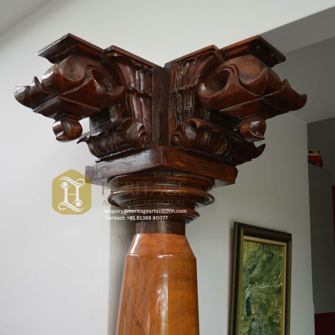 premium interior wooden pillar in kerala