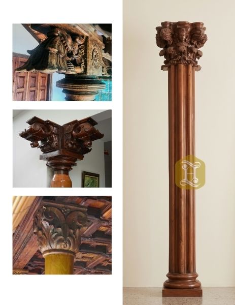 custom wooden pillar in kerala