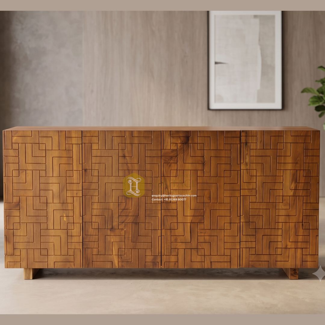 geometric wooden storage cabinet design