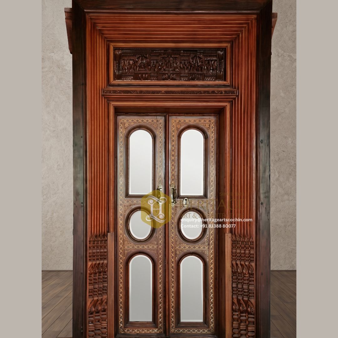 Customized wooden door panel in Kochi